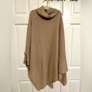 Boston Proper Beige Cowl Neck Wool Blend Poncho Oversized M/L